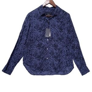 Rails Josephine Midnight Lynx Shirt Soft Drapey Blue Animal Print Blouse S NWT
